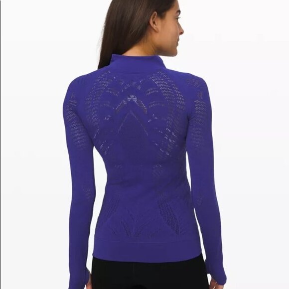 NWT Lululemon Aurora 1/2 Zip Reveal Larkspur Blue Rare New Sweater Top 6 - Picture 5 of 6